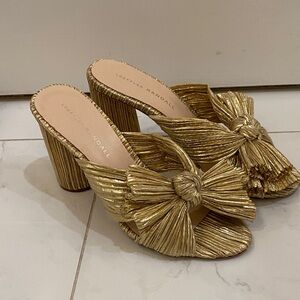 Loeffler Randall Metallic Gold Heeled Mules